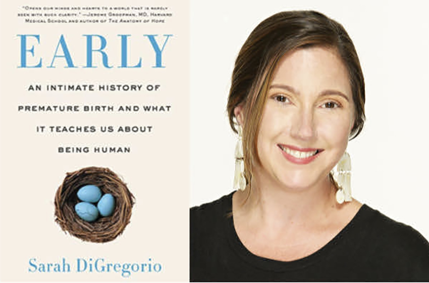 Image of the book Early next to a photo of the author Sarah DiGregorio.