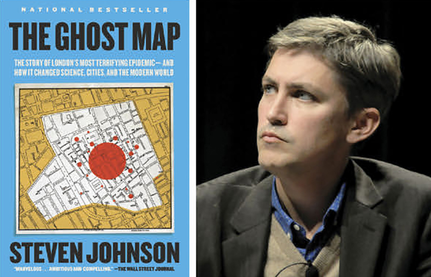 Cover of book Ghost Map, next to author Steven Johnson